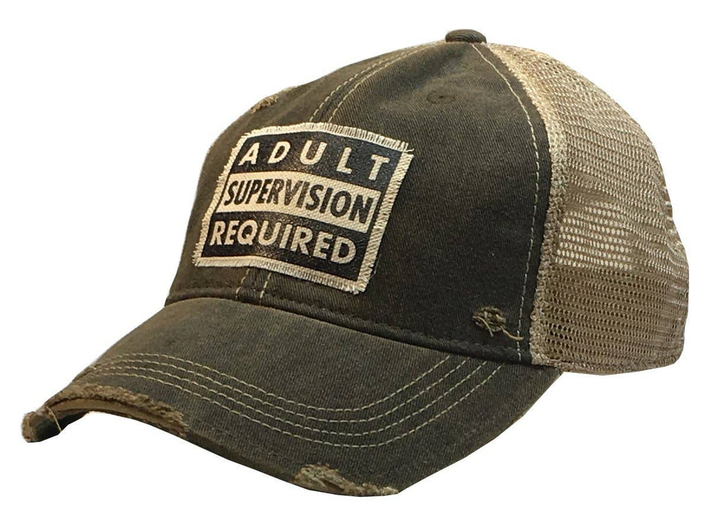 Vintage Life - Adult Supervision Required Distressed Trucker Cap