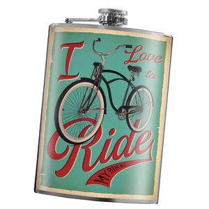Trixie & Milo - I LOVE TO RIDE (my bike) flask