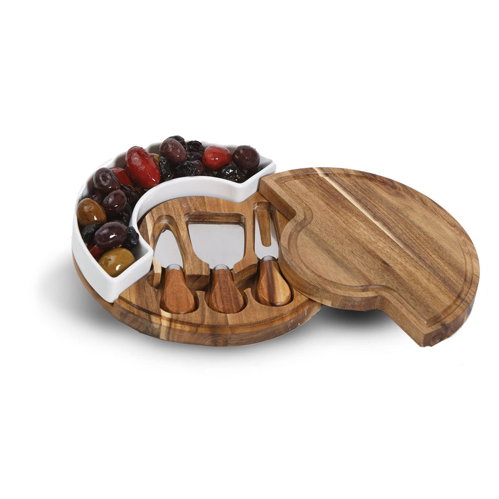 Oak & Olive - Costa Cheese Board Set with 3 tools and ceramic dish