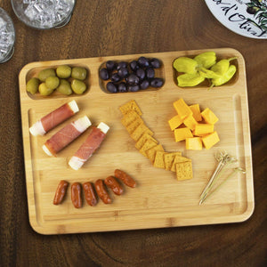 Totally Bamboo 3 Well Kitchen Prep Cutting Board with Juice Groove